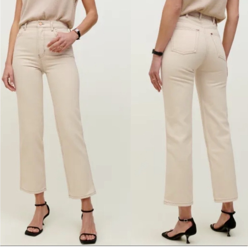 Reformation Cream Straight Leg Jeans High-Rise